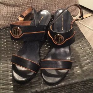 Tommy Hilfiger Navy & Saddle accent Wedge Sandals